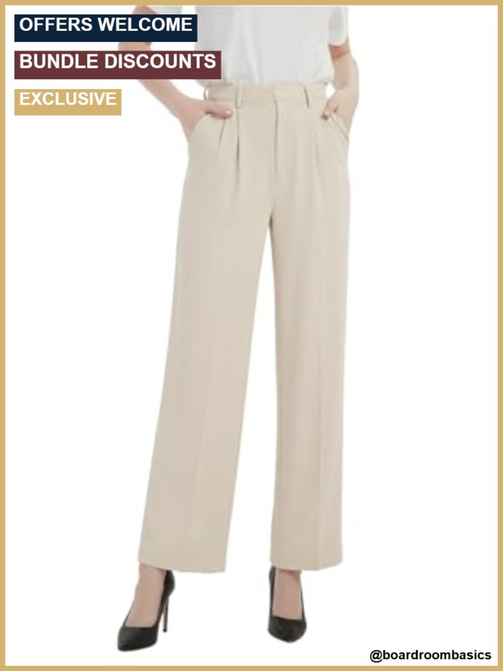 High Waist Wide Leg Dress Pants Work Trousers Straight Leg Palazzos Pleated